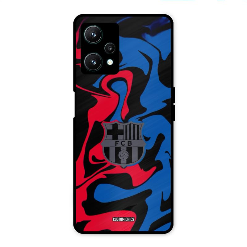 Image of PrintShield FC Barcelona Comic Back Cover for Realme 9 Pro, Shockproof Printed Phone Case with Soft TPU Sides & Anti-Slip Grip