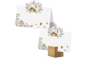Whaline 100Pcs Fall Place Cards 3.5 x 2 Inch Pumpkin Leaves Tented...