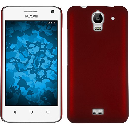 PhoneNatic Custodia Rigida Compatibile con Huawei Y360 - gommata Rosso - Cover + Pellicola Protettiva