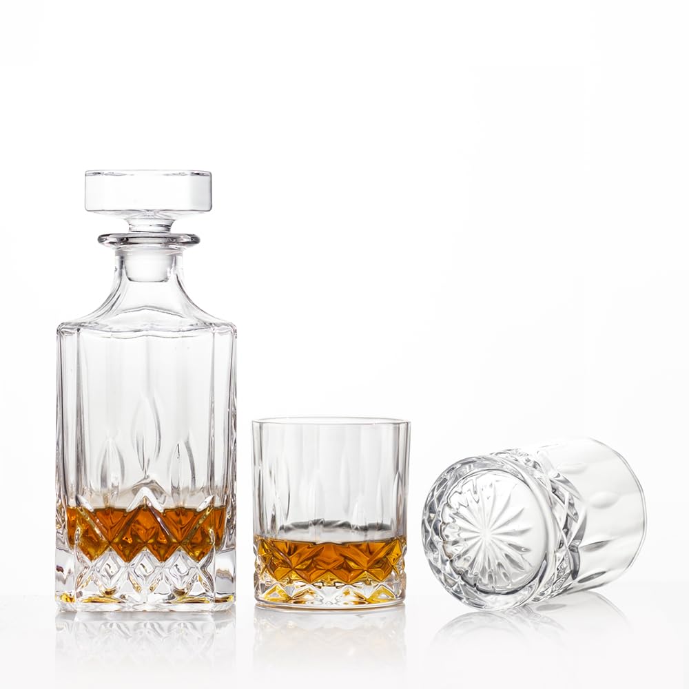 Amazon.com | Square 23Oz Whiskey Liquor Decanter Set With 2