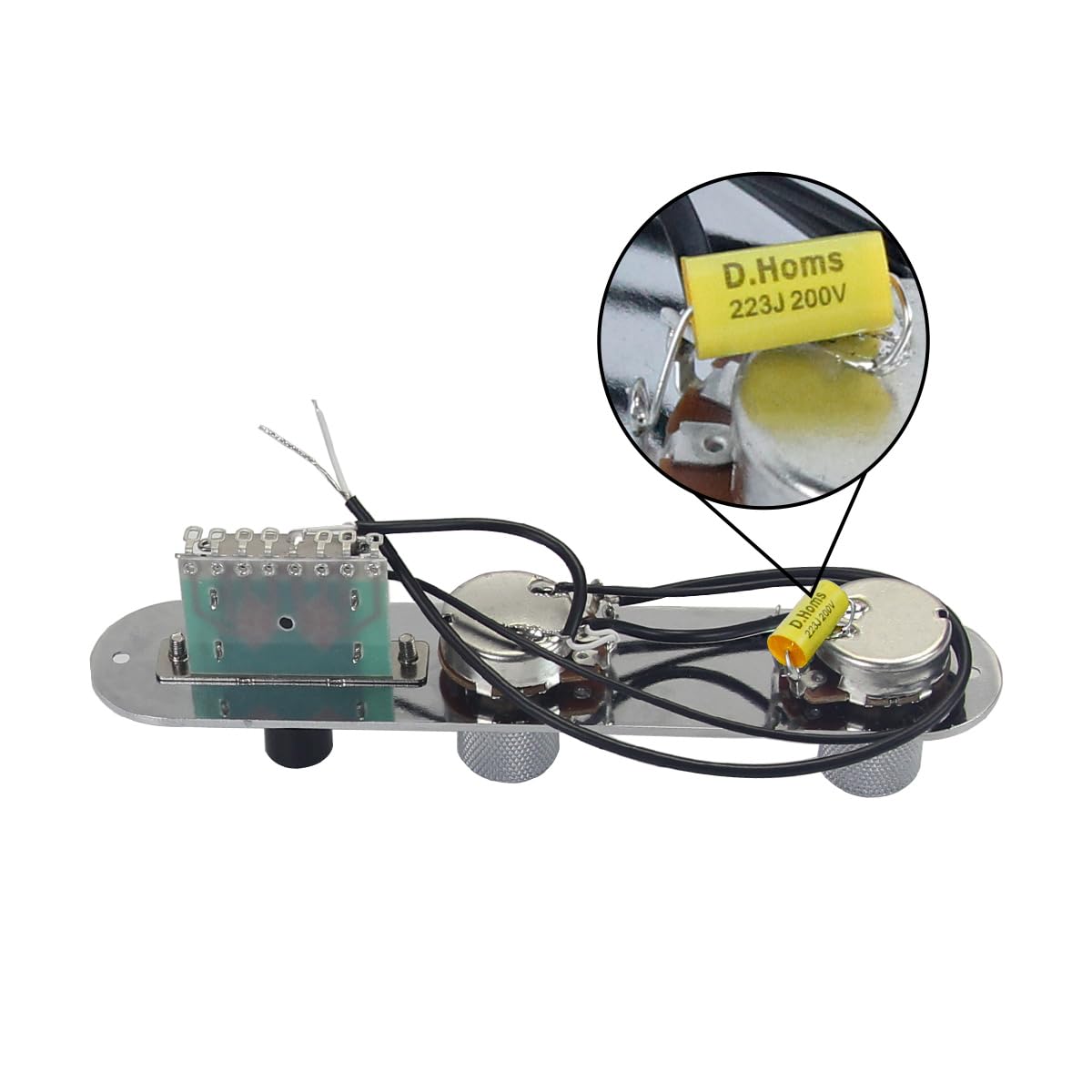 FLEOR 3 Way TL Prewired Switch Control Plate Set including Wiring Harness Knobs for TL TE Guitar Chrome - Image 2