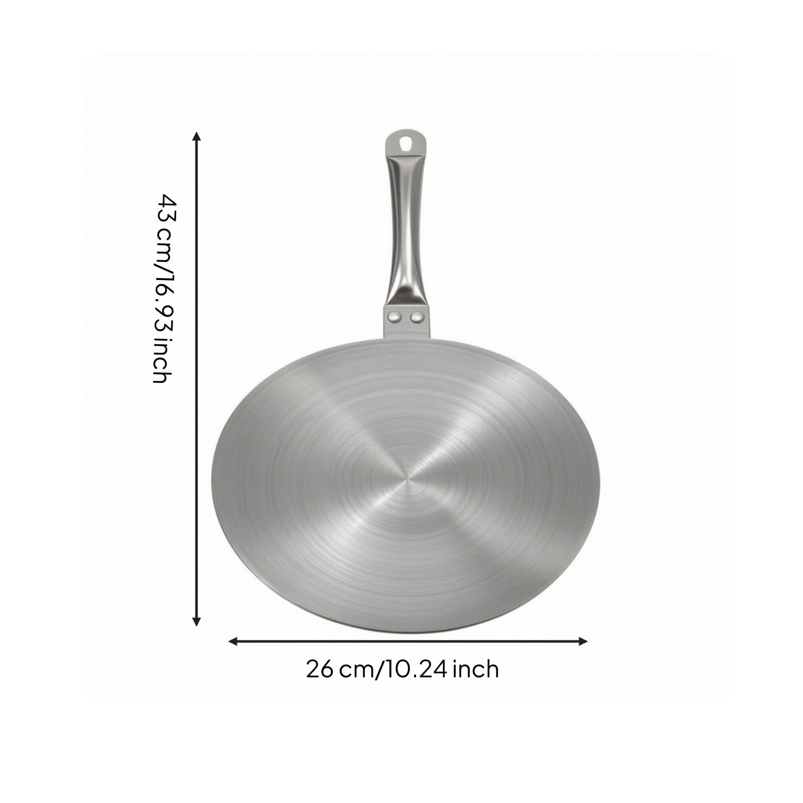 Induktions-Adapterplatte aus Edelstahl Wärmeverteiler mit Griff gebürstet Konverterplatte für Induktionskochfeld, 26cm