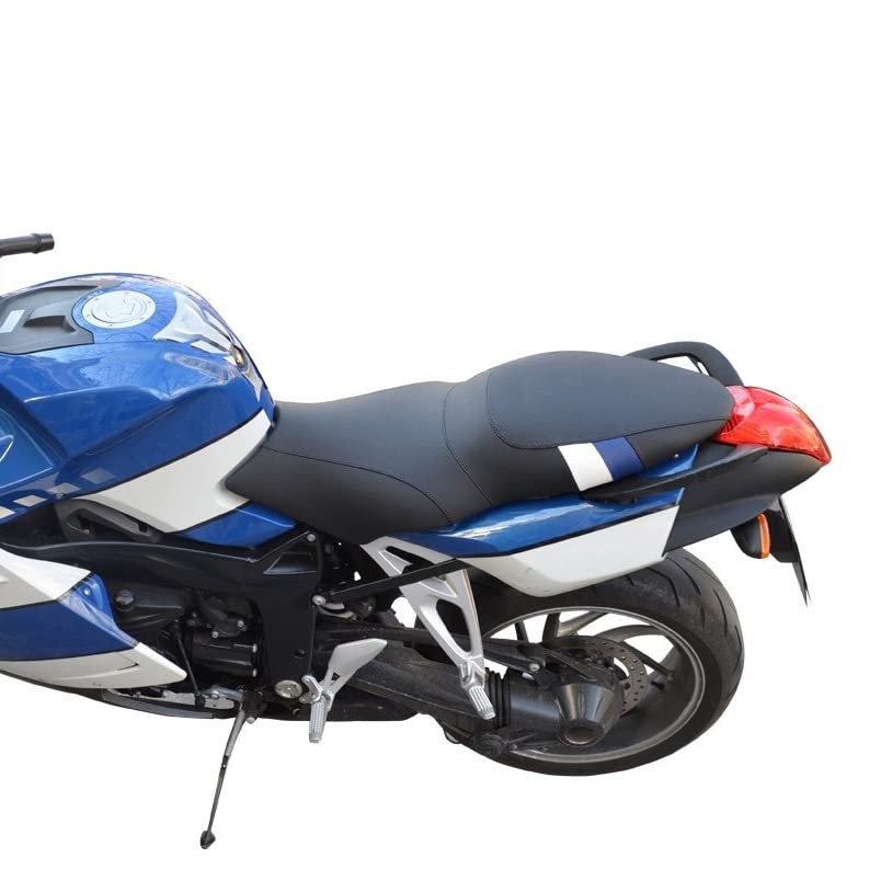 Housse de selle BMW K1200S et K1300S revêtement tricolore noir blanc bleu