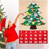 Aparty4u 1-24 DIY Felt Christmas Advent Calendar Christmas Tree Countdown Calendar with Pockets for Kids Christmas Decorations