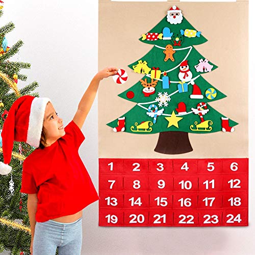 OurWarm Christmas Advent Calendar 2025, 24 Days Countdown Calendar with 24pcs Detachable Ornaments for Home Classroom Handmade Door Wall Hanging Decor, Christmas Decorations