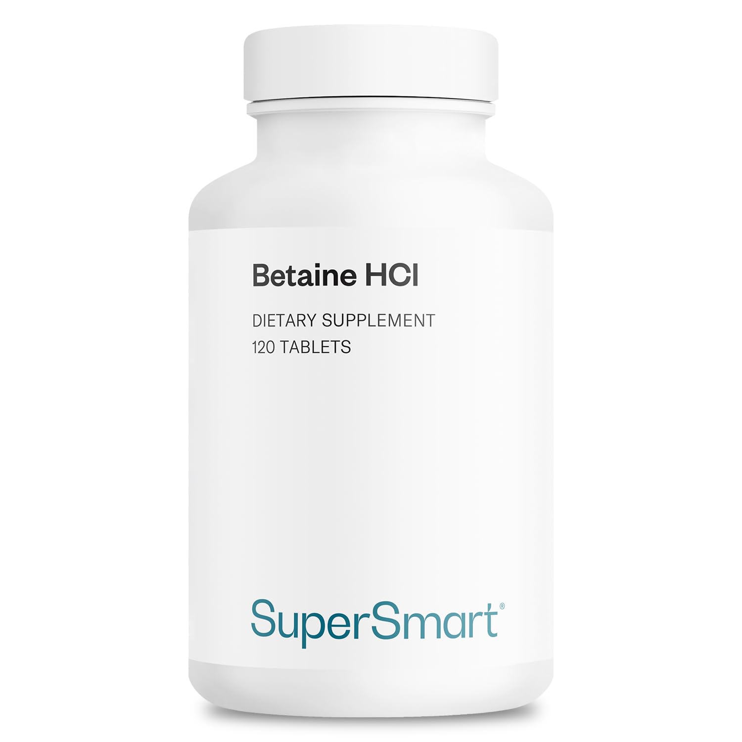 Supersmart - Betaine HCI 2600mg per Day (High Potency) - with Protease Enzymes - Betaine Hydrochloride Formula | Non-GMO & Gluten Free - 120 Tablets