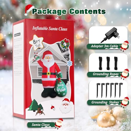 Sublimez vos fêtes avec la décoration Père Noël Gonflable LED de 8 pieds : un incontournable pour Noël – Image 7