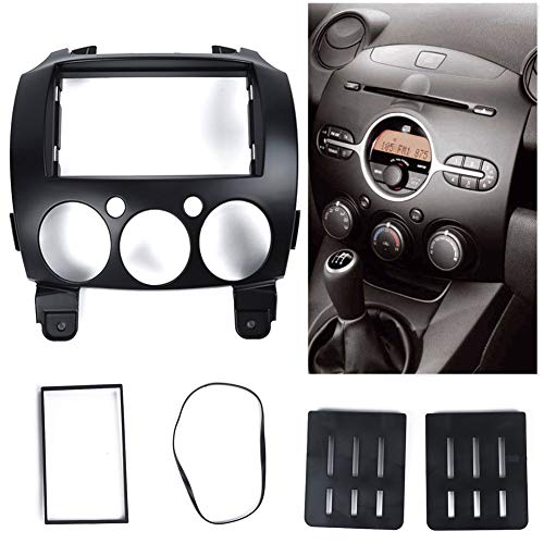 NBVNBV Double Din Cadre de Radio Façade Fit pour Mazda 2/Demio 2007-2014, Kit de Montage Stéréo pour Voiture/Autoradio DVD Cadre de Montage/Adaptateur D'autoradio