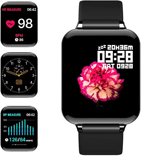 jpantech Smartwatch Reloj Inteligente IP67 con Correa Reemplazable Pulsómetro, Monitor de Sueño, Presión Arterial, 1.3Inch Pantalla Táctil Reloj Inteligente para Mujer Hombre (Negro)