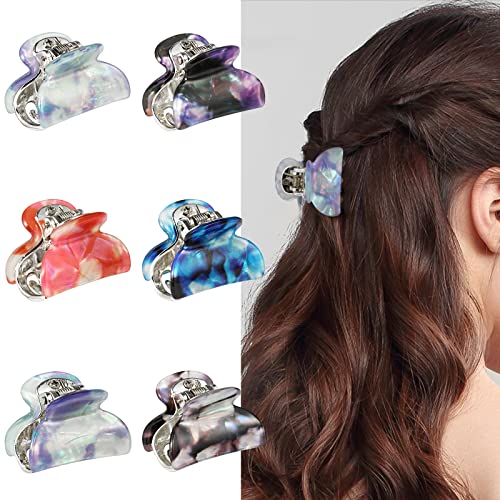 Pinces Cheveux Petite Pince Cheveux Femme Fille Barrette Cheveux En Acrylique Pince A Cheveux Petite Epingle Cheveux Fleur Satiny Pince à Cheveux Chic Pour La Décoration De Cheveux , 6 Pièces Cover