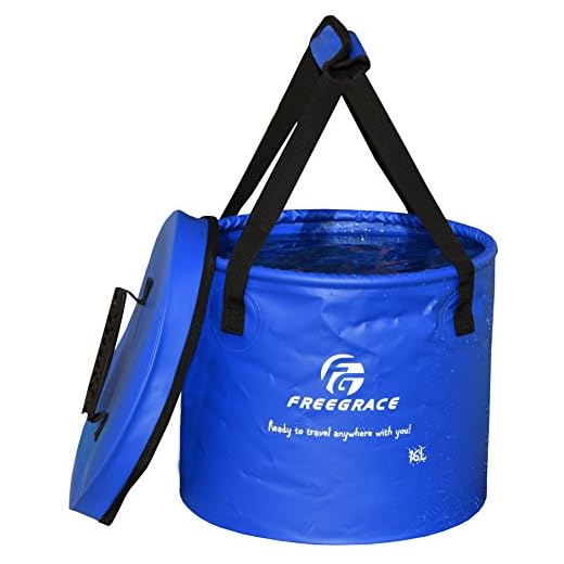 Freegrace Premium Collapsible Bucket -Multifunctional Folding Bucket -Perfect Gear for Camping, Hiking & Travel (Navy Blue, 16L(Upgraded))
