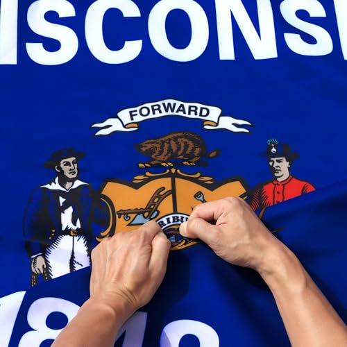 Bandera de Wisconsin de 3 capas doble cara 3x5 de Anley WI