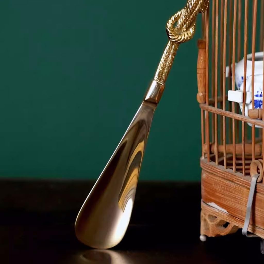 TEESONG Calzascarpe Calzascarpe moderno e creativo fatto a mano, personalizzato, alla moda, in ottone dorato, artistico, leggero, di lusso Strumento Calzascarpe