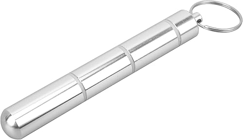 Pastillero, pastillero para bolso, contenedor de píldoras pequeño de aleación de aluminio, botella de píldora impermeable con llavero, contenedor