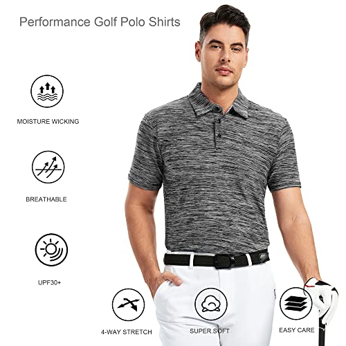 Alex Vando Mens Golf Shirt Moisture Wicking Quick-Dry Short Sleeve Casual Polo Shirts For Men,Black,M #TOP3