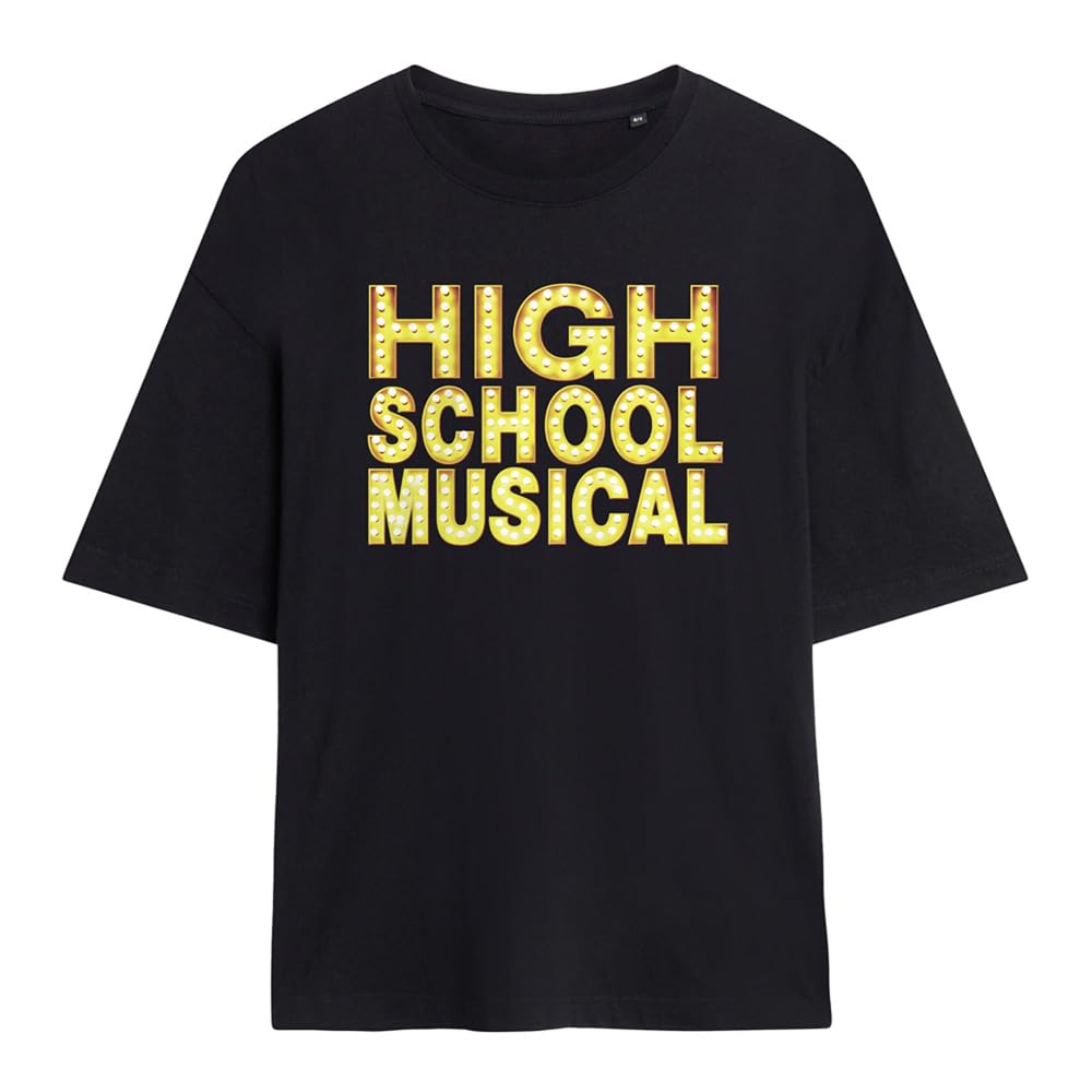 Disney Women's Black High School Musical Logo Oversized T Shirt, Large