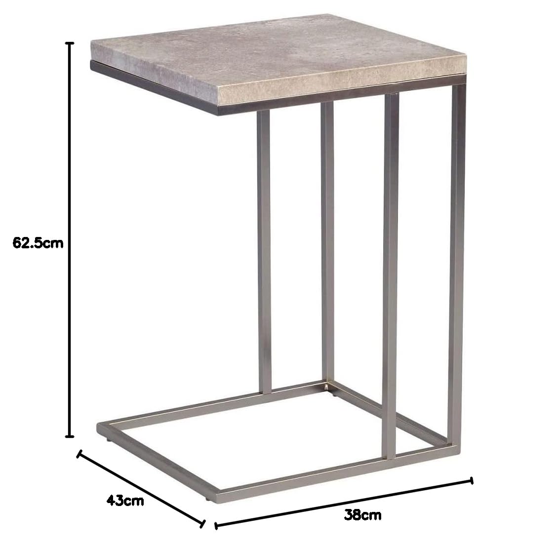 HomeTrends4You Michi Tavolino, Weiß hgl/Metall Schwarz Matt, 38 x 43 x 62.5 cm
