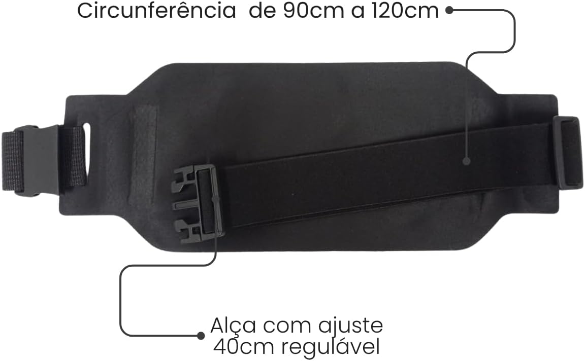 Pochete Esportiva Slim BRN FITNESS – Lycra Impermeável, Corrida, Ciclismo, Trilha, Viagem, Doleira, Porta Documentos, Leve e Discreta, Alça Ajustável 40cm