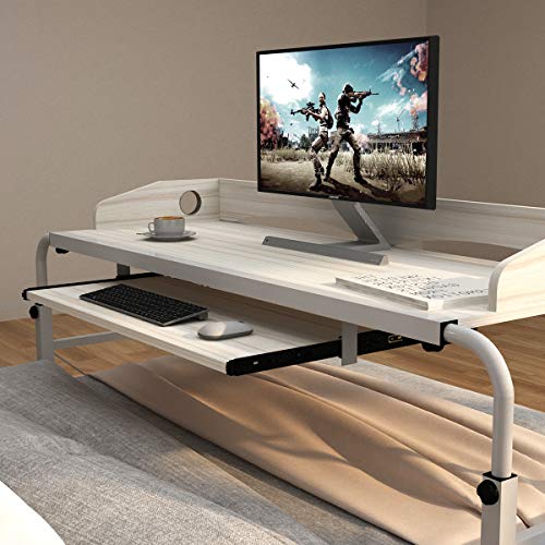 DlandHome Mesa de cama móvil Mesa de Desayuno de 120 cm Mesa de Computadora en la cama para uso en Hospitales/Dormitorios,Arce
