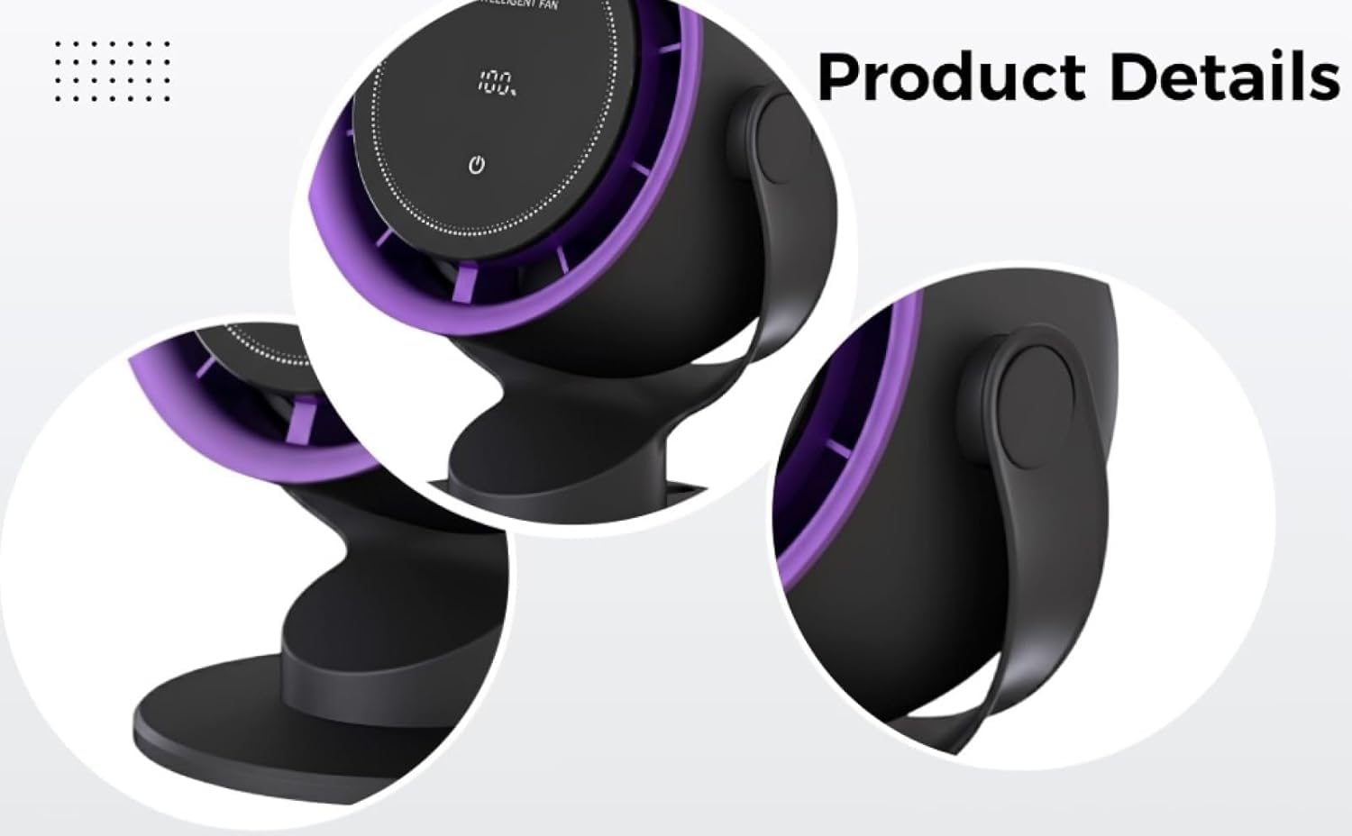 Ventilador de Mesa sin Aspas USB, 6 Pulgadas, Recargable y Portátil con Batería 4000mAh, Pantalla LED, Circulador de Aire Silencioso Ajustable para Oficina, Dormitorio, Hogar y Estudio