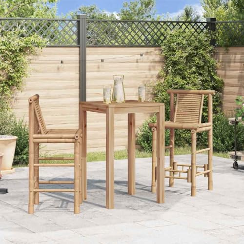IBUQDDV Lot de 2 tabourets de bar en bambou avec dossier pour salle de bar et jardin, résistant aux intempéries et durable, décoration de style tropical,...