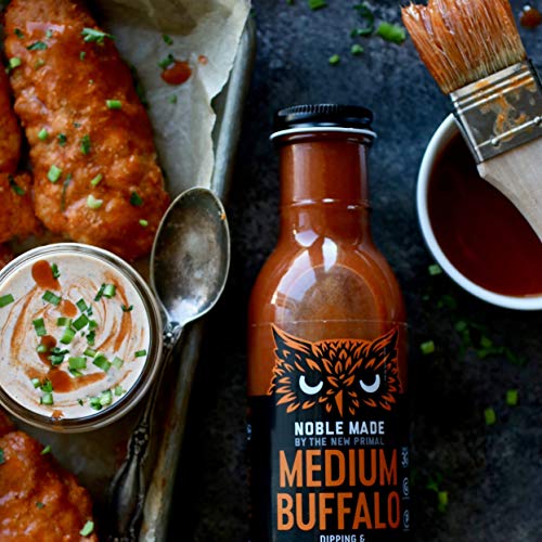 Noble Made By The New Primal, Medium Buffalo Dipping & Wing Sauce, Whole30 Approved, Paleo, Keto, Vegan, Gluten And Dairy Free, Sugar And Soy Free, Low Carb And Calorie, 12 Oz Glass Bottle (2 Count) #TOP6