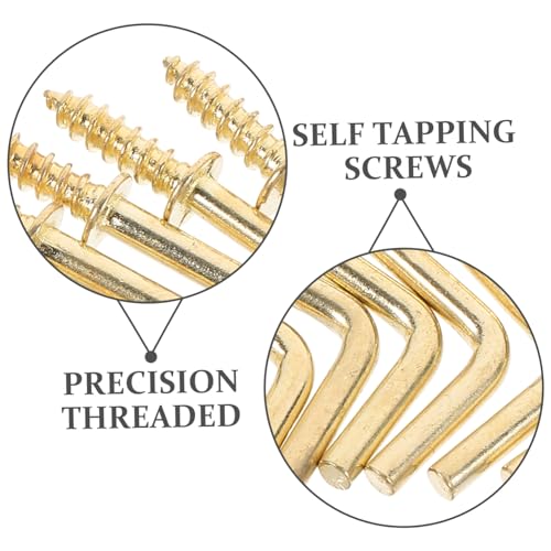 Image of Toyvian 50pcs Shaped Screw Hooks Iron Sturdy Nail Hangers for Secure Wall Hanging for Organizing Pictures Plants and Heavy Items