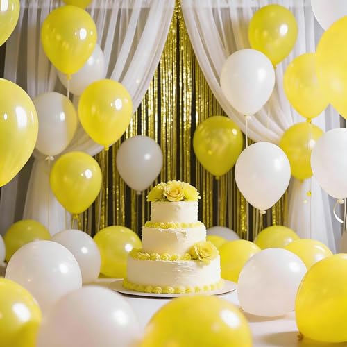 Image of Yellow Balloons Birthday Party Balloons - 100 Pack Balloon 12 inch for Sunflower Birthday Decorations