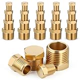 24 PCS Brass Plugs Fitting Brass Hex Pipe Plug Fittings Kits 1/8' 1/4' 3/8' 1/2' NTP Plug Male Threaded