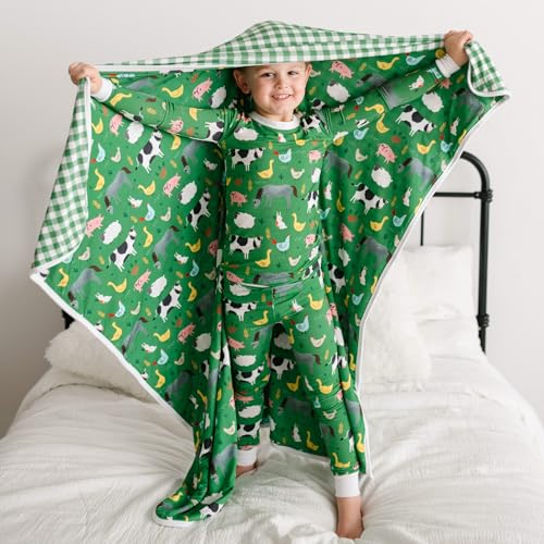 Image of Little Sleepies Cloud Blanket, 50 inch x 50 inch, Large, Green Farm Animals