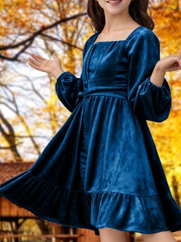 Girls Christmas Dress Fall Velvet Tie Back Long Sleeve Elegant Party Gifts for Outfits Kids Teen Winter Dresses2