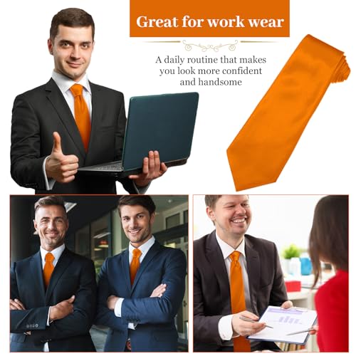 Image of Syhood 6 /12 /24 Pcs Men Ties Set Solid Satin Pure Color Business Formal Necktie Tie 57 inch for Men Occasion Wedding