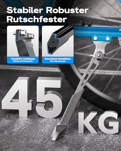 WATSABRO Fahrradständer 24-29 Zoll - Schnell Höhenverstellbarer Seitenständer Fahrrad, 40mm Lochabstand Leichtbau-Aluminiumlegierung Hinterbauständer für E-Bikes, MTB, Citybikes (45 kg)