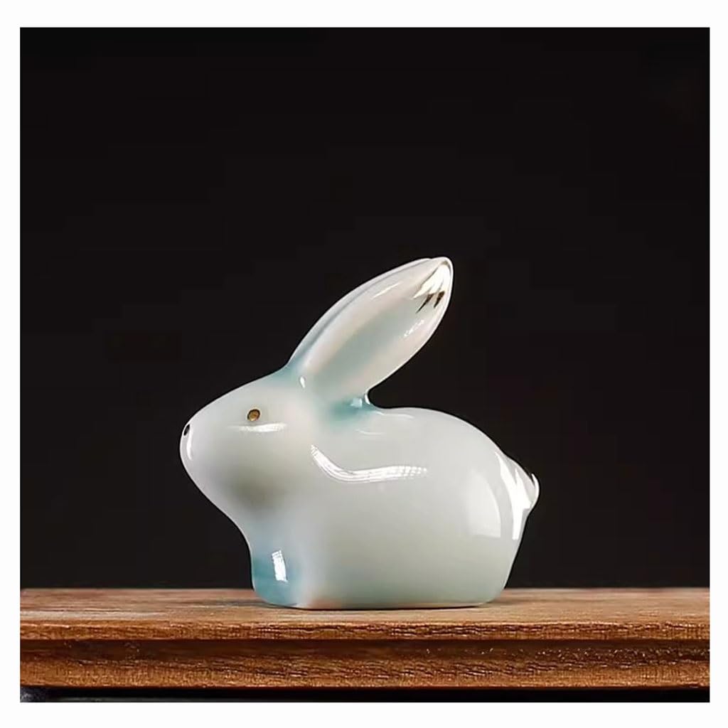 Figurine da Tavolo Creativo Coniglio tè Animale Domestico Ornamento Animale Ceramica Mini Paesaggio in Vaso Tavolo da tè Decorazione della casa Decorazioni da Tavola