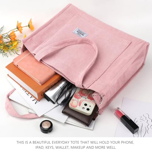 Image of Corduroy Tote Bag for Women Small Satchel Bag Mini Tote Bag Aesthetic Crossbody Handbag - School Work Travel Shopping