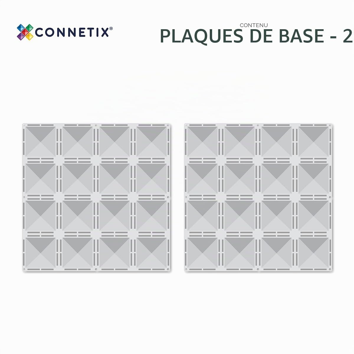 CONNETIX Tuiles magnétiques Clair Paquet de plaques de Base, 2 pièces