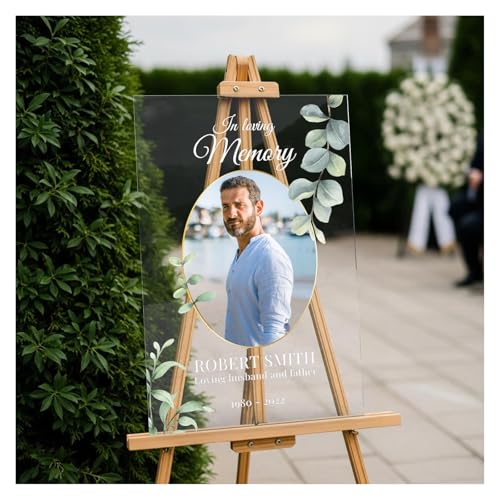 Image of Personalized in Loving Memory Funeral Sign with Photo - Custom Celebration of Life Sign - Celebration of Life Decorations
