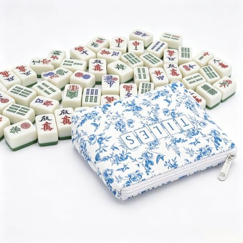 Bolsa American Mahjong para fichas con cierre azul claro miniatura 4
