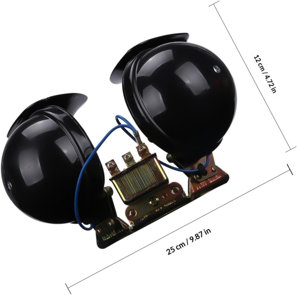 2pcs 12v Dual Tone Super Loud Snail Horns for Car Motorcycle Truck Black Electric Vehicle Horn Set