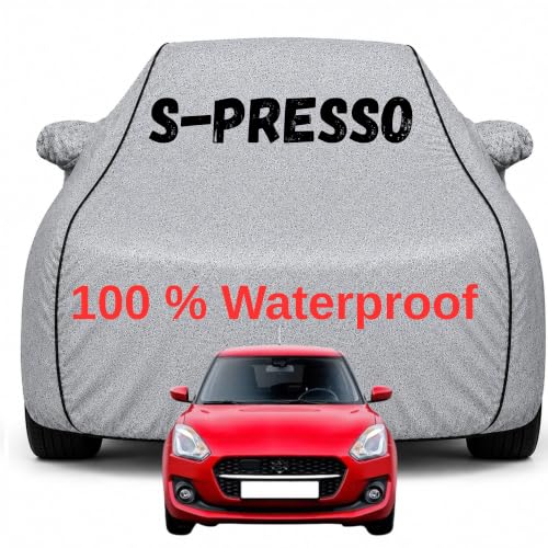 Image of Durable Full Body Waterproof S-Presso Car Cover | Premium Polyester Silver Cover | Custom Fit Vehicle Protection | UV Resistant, Dustproof, Scratch Resistant, Heat & Wind Protection