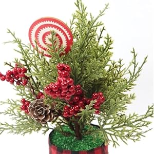 Small christmas tree centerpieces tabletop decorations 105 red berry pinecone frosted artificial pine tree in a box for winter rustic farmhouse holiday xmas dining table flower arrangements cedar  urban country home decor