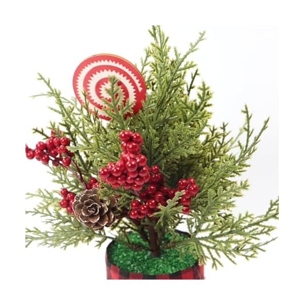 Small christmas tree centerpieces tabletop decorations 105 red berry pinecone frosted artificial pine tree in a box for winter rustic farmhouse holiday xmas dining table flower arrangements cedar  urban country home decor