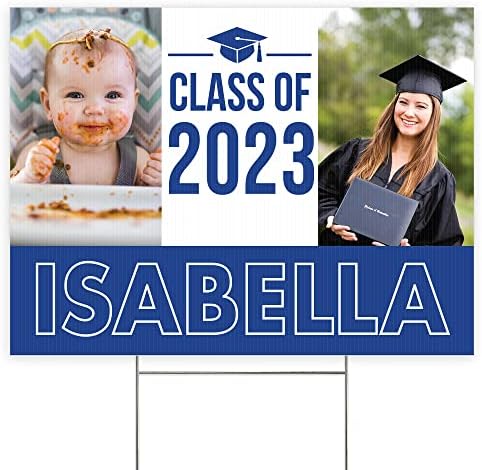 Let's Make Memories All Grown Up Graduation 1-Sided Photo Yard Sign - Class of 2023 - Blue