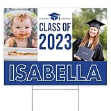 Let's Make Memories All Grown Up Graduation 1-Sided Photo Yard Sign - Class of 2023 - Blue