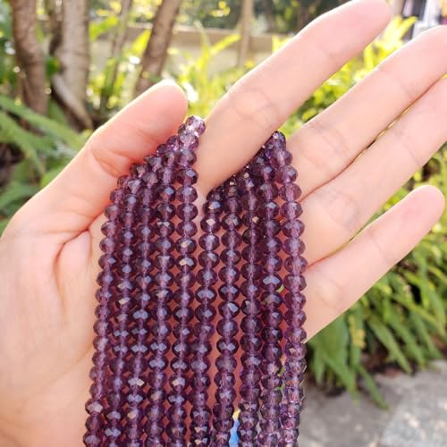 Image of 200pcs Czech Faceted Rondelle Crystal Glass Beads 6mm Bulk Amethyst Purple