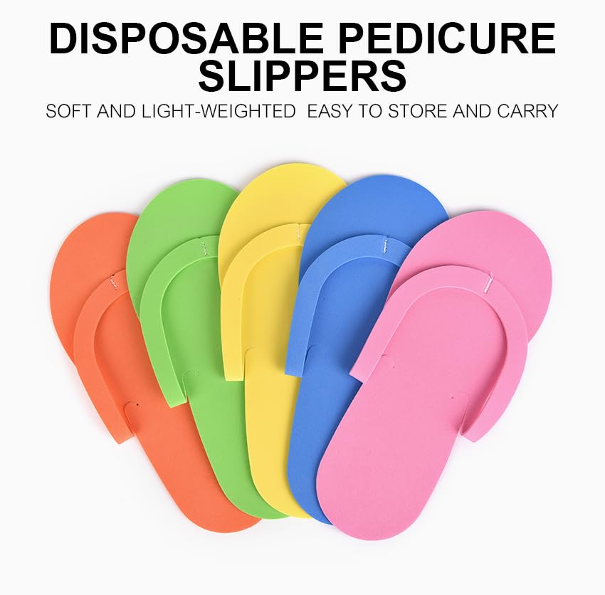 KADS Disposable Foam Slippers Random Colors Salon Spa Manicure Pedicure EVA Flip Flop Slippers for Indoor Hotel (Pink)