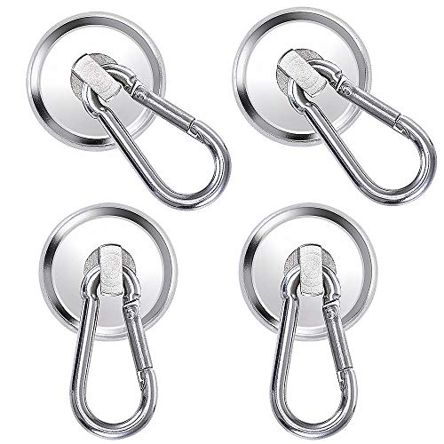 Magnet Haken,Magnete mit Haken, Magnethaken,Super Starker Neodym Magnetischer Haken Karabiner Magnethaken Einsatzbereich Küche Badezimmer Schlafzimmer Garage Schließfächer(4 Stück)