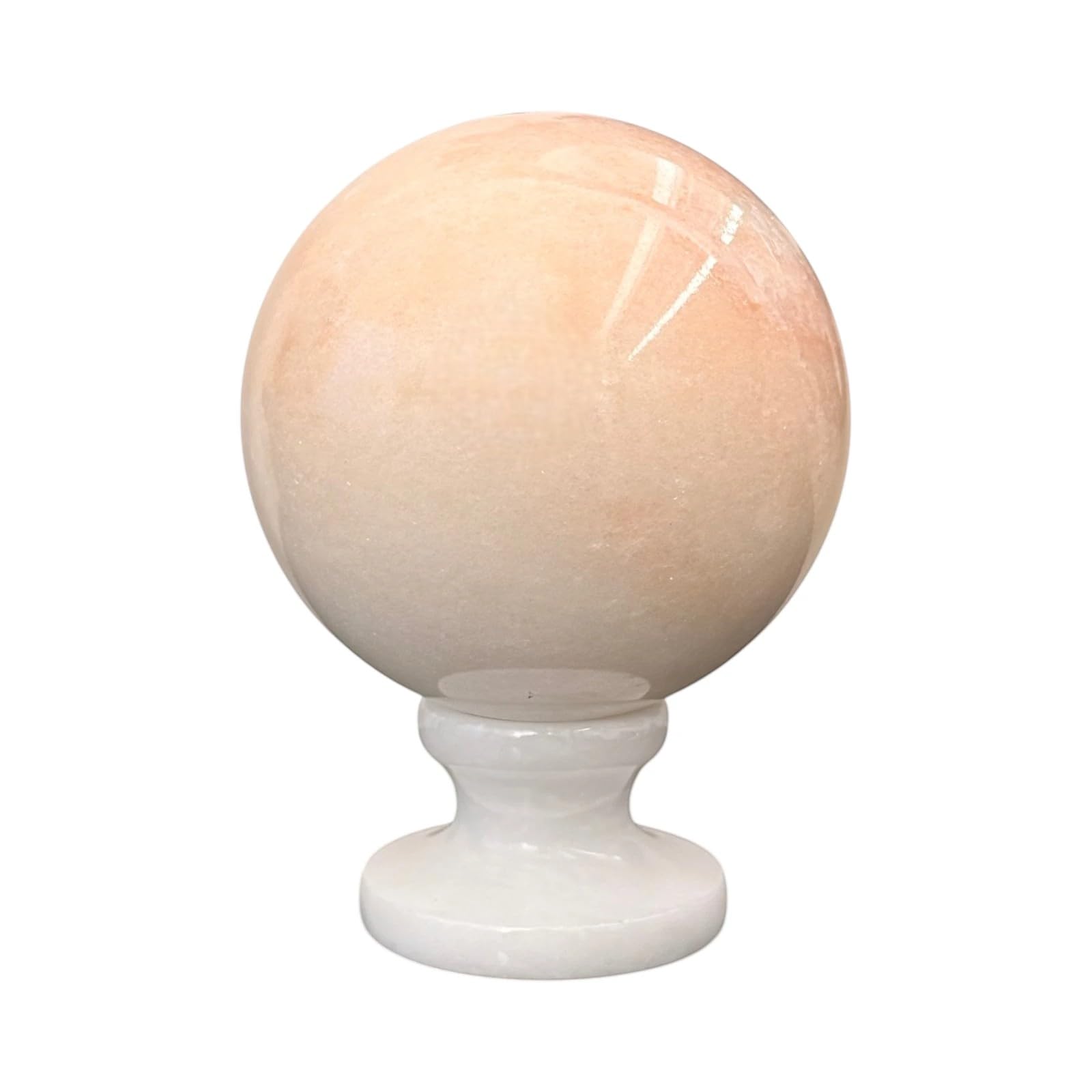 Sphère en marbre rose du Portugal de 10 cm avec support artisanal de luxe