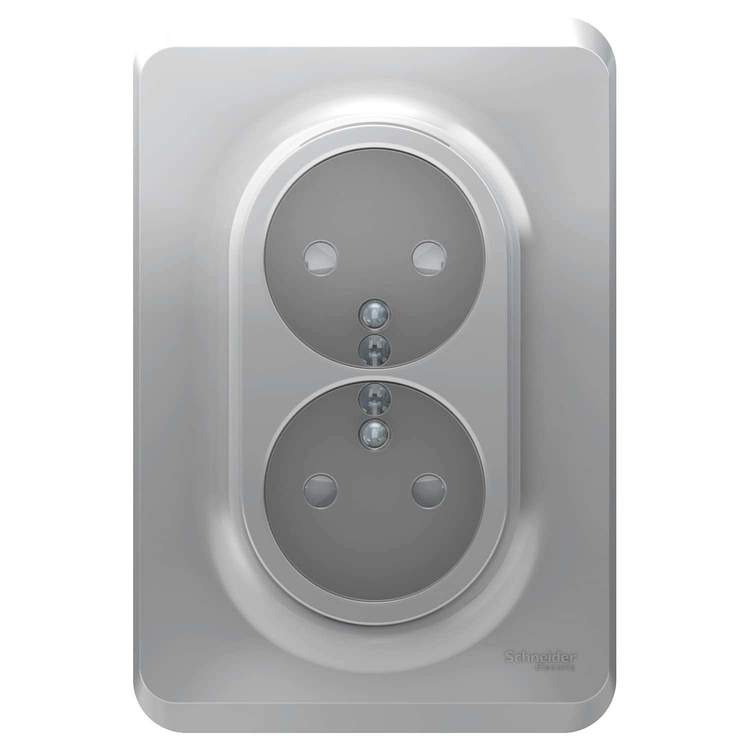 Schneider Electric - Unica - prise double 2P+T pour boîte 1P - FR - vis - Alu - méca + plaque - NU406930