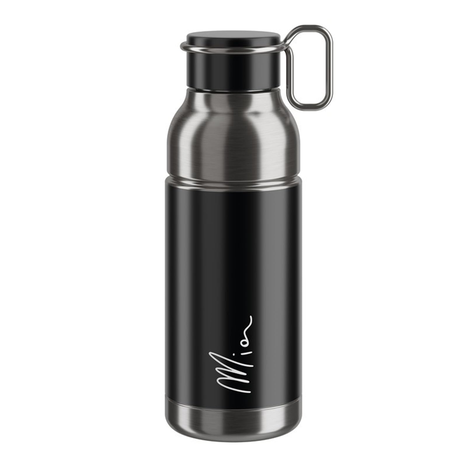ELITE Mia Water Bottle Black & Silver – Compact Cycling Bottle for Small Frames – Lightweight & BPA-Free – 650ml – For Road Bike, MTB & Gravel Cycling